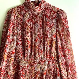 Brand New Lulus High Neck Long Sleeve Patterned Dress